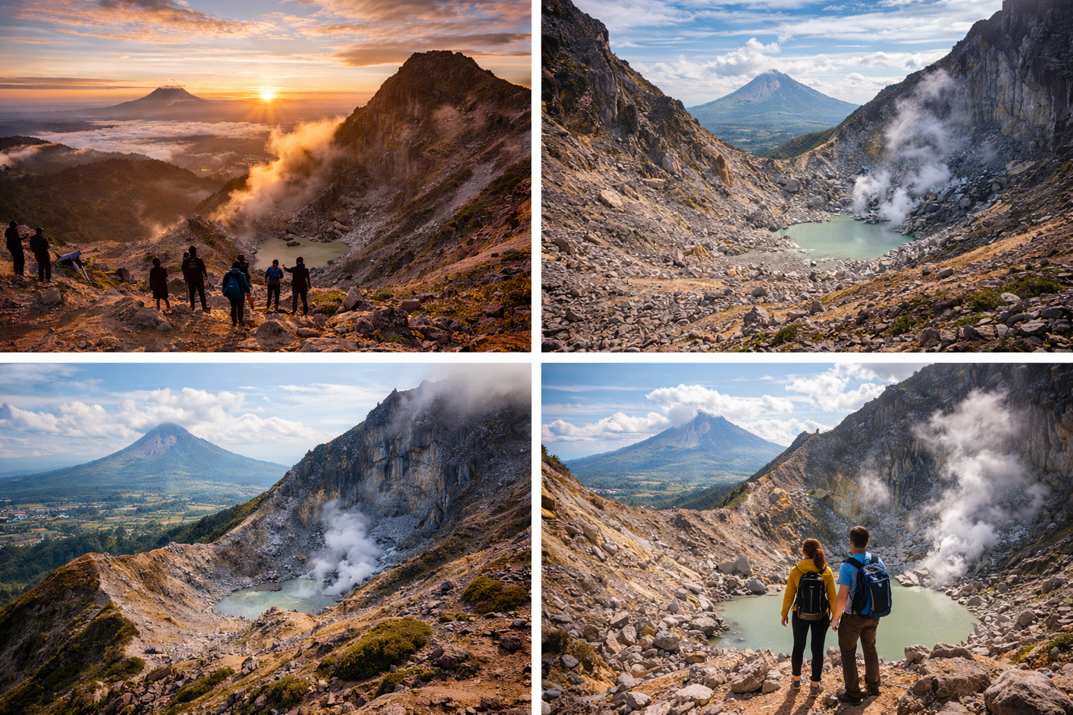 Mount Sibayak sunrise hike with volcanic crater and steam vents in North Sumatra